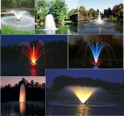 Kasco Marine Floating Pond Lake Fountains with lights lighting LED colorful lights for fountain