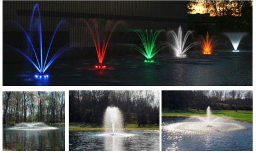 Kasco Marine Floating JFL Pond Lake Fountains with lights lighting LED colorful lights for fountain