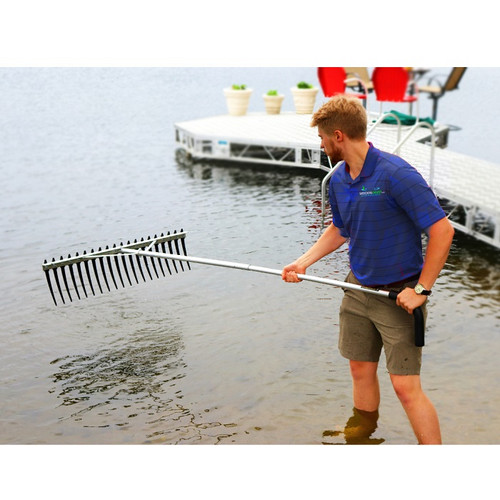 Large Rake with Big Long Tines Teeth for Raking Lake & Pond Weeds And Cleaning Aquatic Seaweed