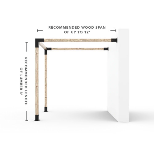 Single Wall Mount Pergola Kit for 4x4 Wood Posts