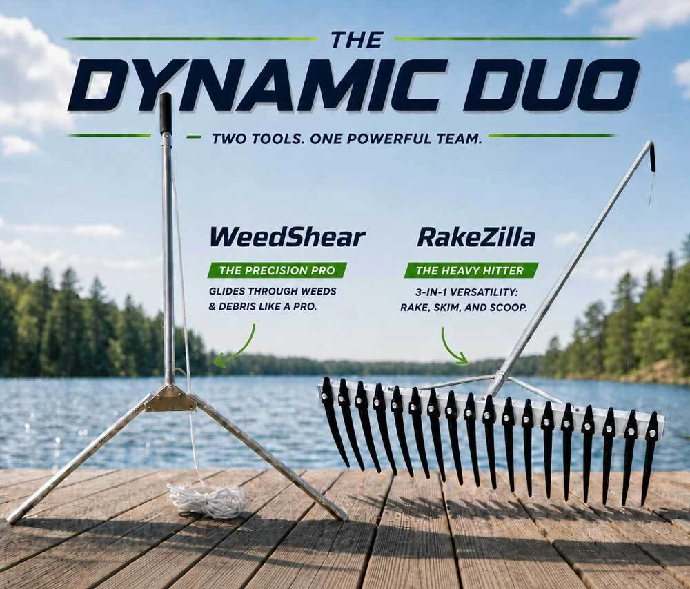 Rake Zilla Lake Rake and WeedShear Lake Weed Cutter Bundle