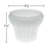 White TE40 E14 cabochon fixture base with a fluted body and locking tabs around the rim for secure attachment to compatible light covers. The fixture base measures 2 3/8 inches in diameter and 1 3/4 inches in height, designed for carnival and amusement  lighting applications.