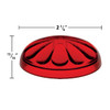 Red Fun Light cabochon lens with a decorative, petal-like design molded into its domed surface. It measures approximately 2 3/8 inches in diameter and 13/16 inch in height, as indicated by the labeled dimensions.