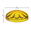 Yellow Fun Light cabochon lens with a decorative, petal-like design molded into its domed surface. It measures approximately 2 3/8 inches in diameter and 13/16 inch in height, as indicated by the labeled dimensions.