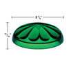 Green Fun Light cabochon lens with a decorative, petal-like design molded into its domed surface. It measures approximately 2 3/8 inches in diameter and 13/16 inch in height, as indicated by the labeled dimensions.