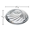 Clear TL47 swirl-patterned cabochon fixture cap with detailed dimensions. The cap measures 2 7/16 inches in diameter and 13/16 inches in height, featuring a textured spiral design for carnival and amusement lighting applications.