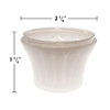 White U90 E14 cabochon fixture base with a flared, faceted design for light diffusion. The dimensions are labeled as 2 3/8 inches wide and 1 3/4 inches tall, making it suitable for carnival and amusement lighting applications.