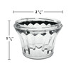 Clear U90 E14 cabochon fixture base with a flared, faceted design for light diffusion. The dimensions are labeled as 2 3/8 inches wide and 1 3/4 inches tall, making it suitable for carnival and amusement lighting applications.