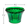 Green U90 E14 cabochon fixture base with a flared, faceted design for light diffusion. The dimensions are labeled as 2 3/8 inches wide and 1 3/4 inches tall, making it suitable for carnival and amusement lighting applications.