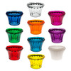 Collection of colorful U90 E14 cabochon fixture bases, each with a flared shape and faceted surface for enhanced light dispersion. The bases come in various translucent colors including green, pink, blue, red, yellow, orange, purple, and clear, commonly used in carnival and amusement lighting displays.