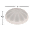 White U90 E14 Cabochon Fixture Cap with a fluted, dome-like shape and a glossy reflective surface. The dimensions are clearly labeled, indicating a diameter of 2 3/8 inches and a height of 13/16 inch, highlighting its size for carnival and amusement lighting applications.