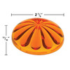 Orange U90 E14 Cabochon Fixture Cap with a fluted, dome-like shape and a glossy reflective surface. The dimensions are clearly labeled, indicating a diameter of 2 3/8 inches and a height of 13/16 inch, highlighting its size for carnival and amusement lighting applications.
