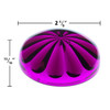 Purple U90 E14 Cabochon Fixture Cap with a fluted, dome-like shape and a glossy reflective surface. The dimensions are clearly labeled, indicating a diameter of 2 3/8 inches and a height of 13/16 inch, highlighting its size for carnival and amusement lighting applications.