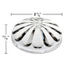 Clear U90 E14 Cabochon Fixture Cap with a fluted, dome-like shape and a glossy reflective surface. The dimensions are clearly labeled, indicating a diameter of 2 3/8 inches and a height of 13/16 inch, highlighting its size for carnival and amusement lighting applications.