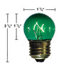 7.5 watt S11 Medium Base Transparent Green