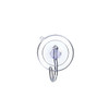 A single transparent suction cup hook, designed for temporary mounting on smooth, non-porous surfaces like glass, mirrors, or tiles. It features a clear plastic hook attached to the center of the suction cup, ideal for holding lightweight items such as decorations, lights, or utensils.