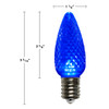The picture showcases a blue C9 LED Christmas light with an E17 base. This energy-efficient LED bulb is specifically designed for holiday lighting. The C9 size offers a classic and nostalgic look, while the blue color adds a cool and serene ambiance to your Christmas decorations. The E17 base ensures easy installation, allowing you to effortlessly incorporate these lights into your existing light strings or use them individually. Whether used indoors or outdoors, these blue C9 LED Christmas lights with an E17 base will create a mesmerizing and festive atmosphere, adding a touch of elegance and tranquility to your holiday display.