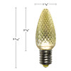 The picture showcases a C9 LED retrofit Christmas light bulb in a warm white color with an E17 base. This energy-efficient LED bulb is designed as a replacement for traditional incandescent C9 bulbs, offering a more eco-friendly and long-lasting lighting solution. The warm white color emits a cozy and inviting glow, perfect for creating a warm and festive atmosphere during the holiday season. The E17 base allows for easy installation, enabling you to replace your existing bulbs with these energy-efficient alternatives. Whether used indoors or outdoors, these C9 LED retrofit Christmas light bulbs in warm white with an E17 base will enhance your holiday decor with their charming illumination, providing a nostalgic and timeless feel to your Christmas lighting display. The picture showcases a C9 LED retrofit Christmas light bulb in a warm white color with an E17 base. This energy-efficient LED bulb is designed as a replacement for traditional incandescent C9 bulbs, offering a more eco-friendly and long-lasting lighting solution. The warm white color emits a cozy and inviting glow, perfect for creating a warm and festive atmosphere during the holiday season. The E17 base allows for easy installation, enabling you to replace your existing bulbs with these energy-efficient alternatives. Whether used indoors or outdoors, these C9 LED retrofit Christmas light bulbs in warm white with an E17 base will enhance your holiday decor with their charming illumination, providing a nostalgic and timeless feel to your Christmas lighting display.
