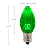 The picture showcases a set of C7 LED E12 Faceted MINLEON Retrofit Christmas Bulbs in a vibrant and festive green color. These bulbs seamlessly combine the classic elegance of faceted design with the energy efficiency and long-lasting performance of LED technology.

Designed with an E12 retrofit base, these bulbs can easily replace traditional incandescent bulbs in your existing Christmas light strings. The faceted design adds a touch of sophistication and reflects light beautifully, creating a dazzling visual effect.

When illuminated, these green LED bulbs emit a radiant and joyful glow, instantly transforming your space into a festive wonderland. The vibrant green color represents life, renewal, and the spirit of the holiday season, infusing your decorations with a sense of freshness and vitality.

Upgrade your holiday lighting with these C7 LED E12 Faceted MINLEON Retrofit Christmas Bulbs in green. Let their vibrant glow envelop your surroundings, creating a joyful and festive atmosphere that will captivate and delight all who behold it.