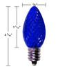 The image showcases a blue Up North C7 E12 base 120V bulbs neatly arranged. Each bulb has a classic, small, flame-shaped design with a clear plastic exterior, allowing the filament inside to be clearly visible. The bulbs are designed with an E12 base, ensuring compatibility with standard light fixtures. The overall presentation is clean and practical, ideal for both residential and commercial use.
