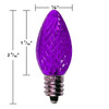 The image showcases a purple Up North C7 E12 base 120V bulbs neatly arranged. Each bulb has a classic, small, flame-shaped design with a clear plastic exterior, allowing the filament inside to be clearly visible. The bulbs are designed with an E12 base, ensuring compatibility with standard light fixtures. The overall presentation is clean and practical, ideal for both residential and commercial use.