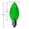 The image showcases a green Up North C7 E12 base 120V bulbs neatly arranged. Each bulb has a classic, small, flame-shaped design with a clear plastic exterior, allowing the filament inside to be clearly visible. The bulbs are designed with an E12 base, ensuring compatibility with standard light fixtures. The overall presentation is clean and practical, ideal for both residential and commercial use.