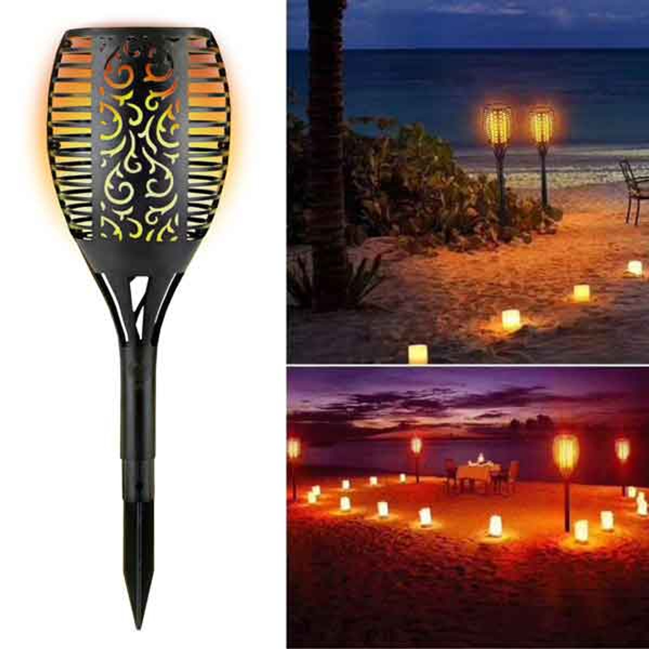 solar lights with flame effect