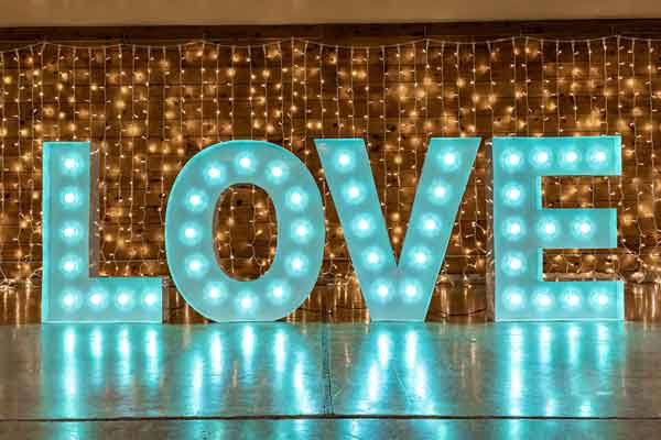 LED Marquee Letters for Weddings - 4' Tall x 12' Wide LOVE