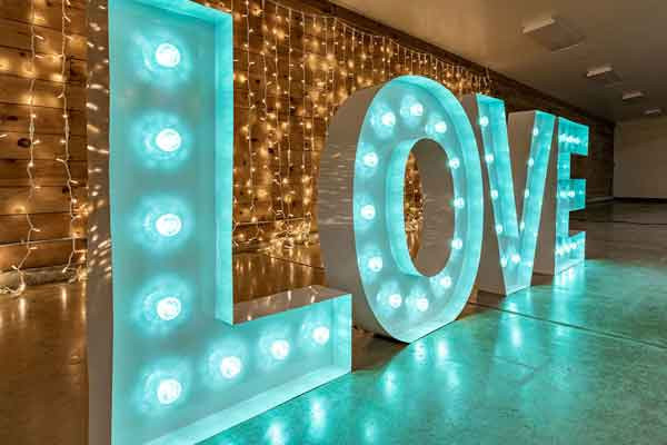 LED Marquee Letters for Weddings - 4' Tall x 12' Wide LOVE