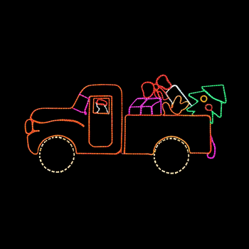 8'x 4' LED Truck With Presents Silhouette Motif Yard Display - Animation 8'x 4' LED Truck With Presents Silhouette Motif Yard Display - Animation