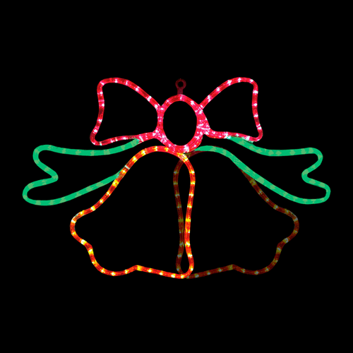 This photo showcases the 26" LED Rope Light Christmas Ringing Bells Window Silhouette Motif Display, a charming and festive addition to your holiday decorations. The display features a delightful silhouette motif of ringing bells, beautifully illuminated by vibrant LED rope lights. Measuring 26 inches, it is perfectly designed for window displays, creating a captivating focal point in your home or business. With its durable construction and energy-efficient LED technology, this motif display ensures long-lasting performance while conserving energy. Bring the joy and spirit of the holiday season to life with the enchanting 26" LED Rope Light Christmas Ringing Bells Window Silhouette Motif Display. Animated