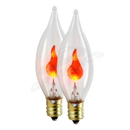 E-12 C7 BASE FLICKER FLAME BULB - 2 Bulbs per Card -102FLCA10