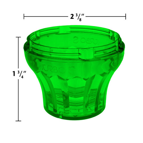 Green TE40 E14 cabochon fixture base with a fluted body and locking tabs around the rim for secure attachment to compatible light covers. The fixture base measures 2 3/8 inches in diameter and 1 3/4 inches in height, designed for carnival and amusement  lighting applications.
