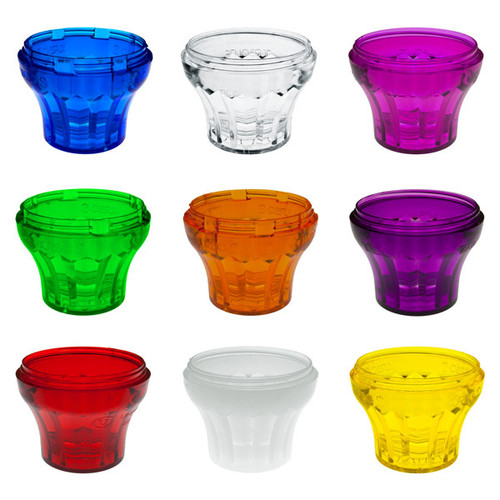 This image displays a set of colorful TE40 E14 cabochon fixture caps in a variety of vibrant colors including orange, green, red, clear, yellow, blue, purple, and frosted white. These bases feature a decorative fluted design and are commonly used in lighting for carnival and amusement installations.