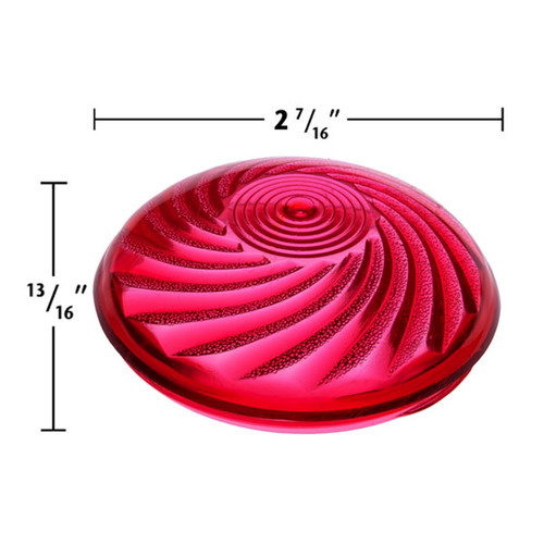 Fuchsia TL47 swirl-patterned cabochon fixture cap with detailed dimensions. The cap measures 2 7/16 inches in diameter and 13/16 inches in height, featuring a textured spiral design for carnival and amusement lighting applications. Fuchsia TL47 swirl-patterned cabochon fixture cap with detailed dimensions. The cap measures 2 7/16 inches in diameter and 13/16 inches in height, featuring a textured spiral design for carnival and amusement lighting applications.
