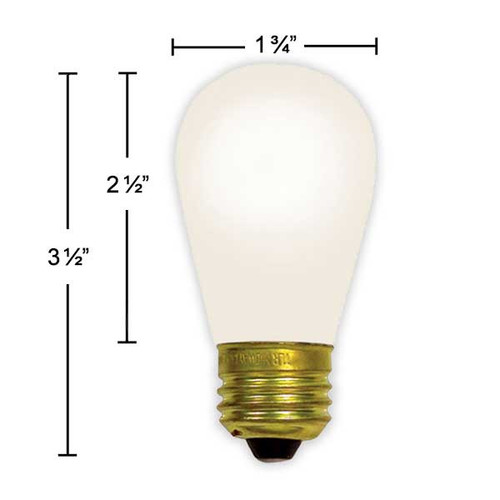 In the picture, a T50, S14, E27 base Satin Frost MIDWAY Brand Sign incandescent Bulb is displayed alongside schematic dimensions for reference. The bulb has a T50 shape, which means it has a diameter of approximately 50mm (or 1.97 inches). The S14 designation refers to the bulb's length, typically around 87mm (or 3.43 inches) from the bottom of the base to the top of the bulb.
The bulb's base is an E27, which has a diameter of approximately 27mm (or 1.06 inches). This base size is widely used and compatible with standard medium-sized sockets. The Satin Frost finish gives the bulb a sleek and frosted appearance, diffusing the light and adding a touch of elegance to its overall design.
The schematic dimensions accompanying the picture provide precise measurements for the bulb's length, diameter, and base size. These dimensions can help in determining the bulb's compatibility with various fixtures and ensure an accurate fit for your sign lighting needs. In the picture, a T50, S14, E27 base Satin Frost MIDWAY Brand Sign incandescent Bulb is displayed alongside schematic dimensions for reference. The bulb has a T50 shape, which means it has a diameter of approximately 50mm (or 1.97 inches). The S14 designation refers to the bulb's length, typically around 87mm (or 3.43 inches) from the bottom of the base to the top of the bulb.
The bulb's base is an E27, which has a diameter of approximately 27mm (or 1.06 inches). This base size is widely used and compatible with standard medium-sized sockets. The Satin Frost finish gives the bulb a sleek and frosted appearance, diffusing the light and adding a touch of elegance to its overall design.
The schematic dimensions accompanying the picture provide precise measurements for the bulb's length, diameter, and base size. These dimensions can help in determining the bulb's compatibility with various fixtures and ensure an accurate fit for your sign lighting needs.