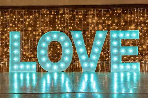4' tall x 12' wide LED or incandescent Bulb LOVE Marquee Wedding Letters Teal 4' tall x 12' wide LED or incandescent Bulb LOVE Marquee Wedding Letters Teal