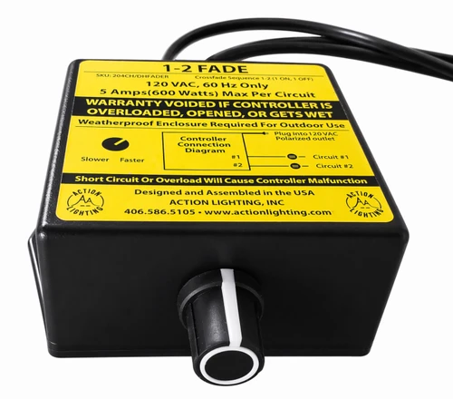 The fading speed can easily be adjusted by turning the knob. A wide range of fading speeds lets you dial in the perfect light show.