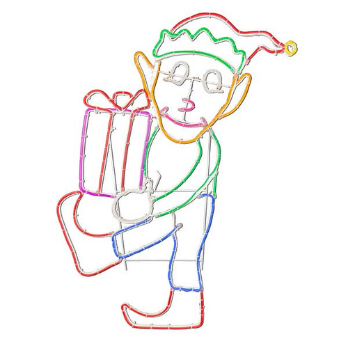 The photo features a vibrant and enchanting 36" LED Neon Christmas Elf with Present display. The illuminated Christmas elf, crafted from vibrant LED lights, exudes a warm and inviting glow, capturing the magic of the holiday season.
The whimsical elf, with a mischievous grin and twinkling eyes, holds a beautifully wrapped present adorned with a festive bow, adding a touch of wonder and excitement to the scene. The neon LED lights create a captivating effect, outlining the elf's silhouette and illuminating the present with a dazzling array of colors. The photo features a vibrant and enchanting 36" LED Neon Christmas Elf with Present display. The illuminated Christmas elf, crafted from vibrant LED lights, exudes a warm and inviting glow, capturing the magic of the holiday season.
The whimsical elf, with a mischievous grin and twinkling eyes, holds a beautifully wrapped present adorned with a festive bow, adding a touch of wonder and excitement to the scene. The neon LED lights create a captivating effect, outlining the elf's silhouette and illuminating the present with a dazzling array of colors.