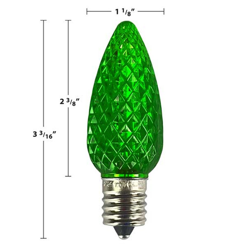 Get ready to illuminate your holiday season with our C9 LED E17 Christmas Bulbs, conveniently packed in a set of 25 bulbs per bag. These vibrant and energy-efficient bulbs are designed to bring festive cheer to your Christmas decorations. Featuring the classic C9 shape and equipped with an E17 base, they're perfect for a variety of lighting applications, from outlining your roofline to decorating your Christmas tree. With their long-lasting performance and dazzling glow, these bulbs will transform your home into a winter wonderland that sparkles with holiday magic. Green color.