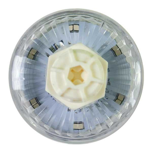 A close-up photo of the 16 SMD Camaleon XL 16Ch F Program 24V puck bulb, showcasing its compact, circular design. The bulb features 16 evenly spaced SMD LEDs, arranged in a ring, glowing with vivid, multi-color illumination. The housing is sleek and durable, with a subtle matte finish that emphasizes its professional-grade build. Bottom view A close-up photo of the 16 SMD Camaleon XL 16Ch F Program 24V puck bulb, showcasing its compact, circular design. The bulb features 16 evenly spaced SMD LEDs, arranged in a ring, glowing with vivid, multi-color illumination. The housing is sleek and durable, with a subtle matte finish that emphasizes its professional-grade build. Bottom view