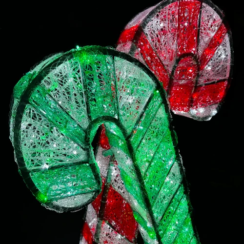Green and Red Candy Cane LED Display 4 Foot Tall