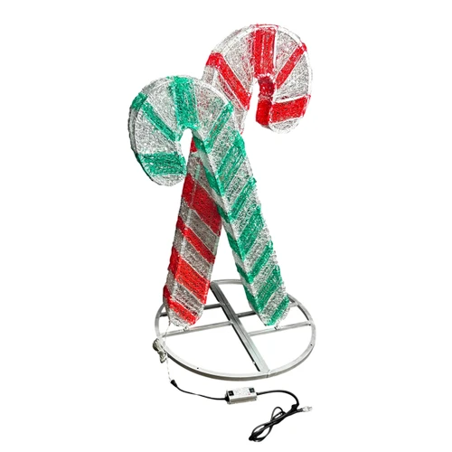 Green and Red Candy Cane LED Display 4 Foot Tall