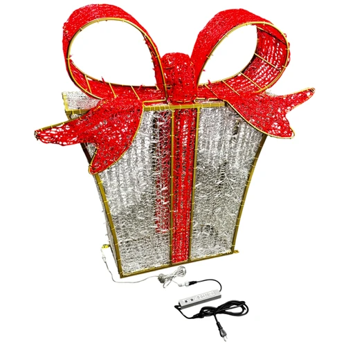 Red Ribbon Gift Box LED Display 4 Foot Tall