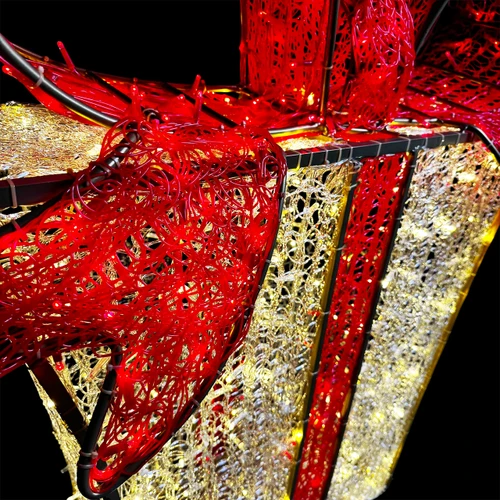 Red Ribbon Gift Box LED Display 4 Foot Tall