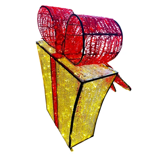 Red Ribbon Gift Box LED Display 4 Foot Tall