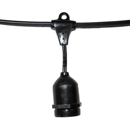 Experience the enchantment of outdoor lighting with our 50' Non-Chasing 2 Wire Heavy Duty Patio/Bistro String Light Set with 5" Drops. This captivating image showcases the string lights suspended above a patio, creating a warm and inviting ambiance. The heavy-duty construction ensures durability, while the non-chasing feature provides a steady glow for a relaxed atmosphere. The elegant 5" drops add a stylish touch, enhancing the overall visual appeal. Transform your outdoor space into a magical haven with this charming and reliable string light set, perfect for any patio or bistro setting.