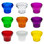 This image displays a set of colorful TE40 E14 cabochon fixture caps in a variety of vibrant colors including orange, green, red, clear, yellow, blue, purple, and frosted white. These bases feature a decorative fluted design and are commonly used in lighting for carnival and amusement installations.
