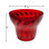 This image shows a red TL47 cabochon base with spiral ridge design, commonly used in carnival and amusement lighting applications. The base measures 2 7/16 inches in diameter and 2 inches in height, providing a stylish and colorful cover for light bulbs.