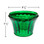 Green U90 E14 cabochon fixture base with a flared, faceted design for light diffusion. The dimensions are labeled as 2 3/8 inches wide and 1 3/4 inches tall, making it suitable for carnival and amusement lighting applications.